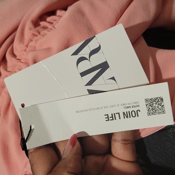 ZARA Pink Draped Asymmetric Dress Medium Summer Dress Casual Ecclectic - Picture 7 of 8